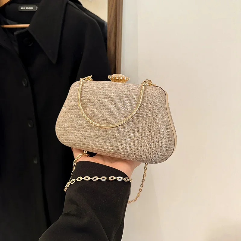 Bolso de noche de lujo de alto diseño para mujer, bolso con purpurina para fiesta y banquete, bolso de mano para boda, bolso de hombro, Bolsas con cadena