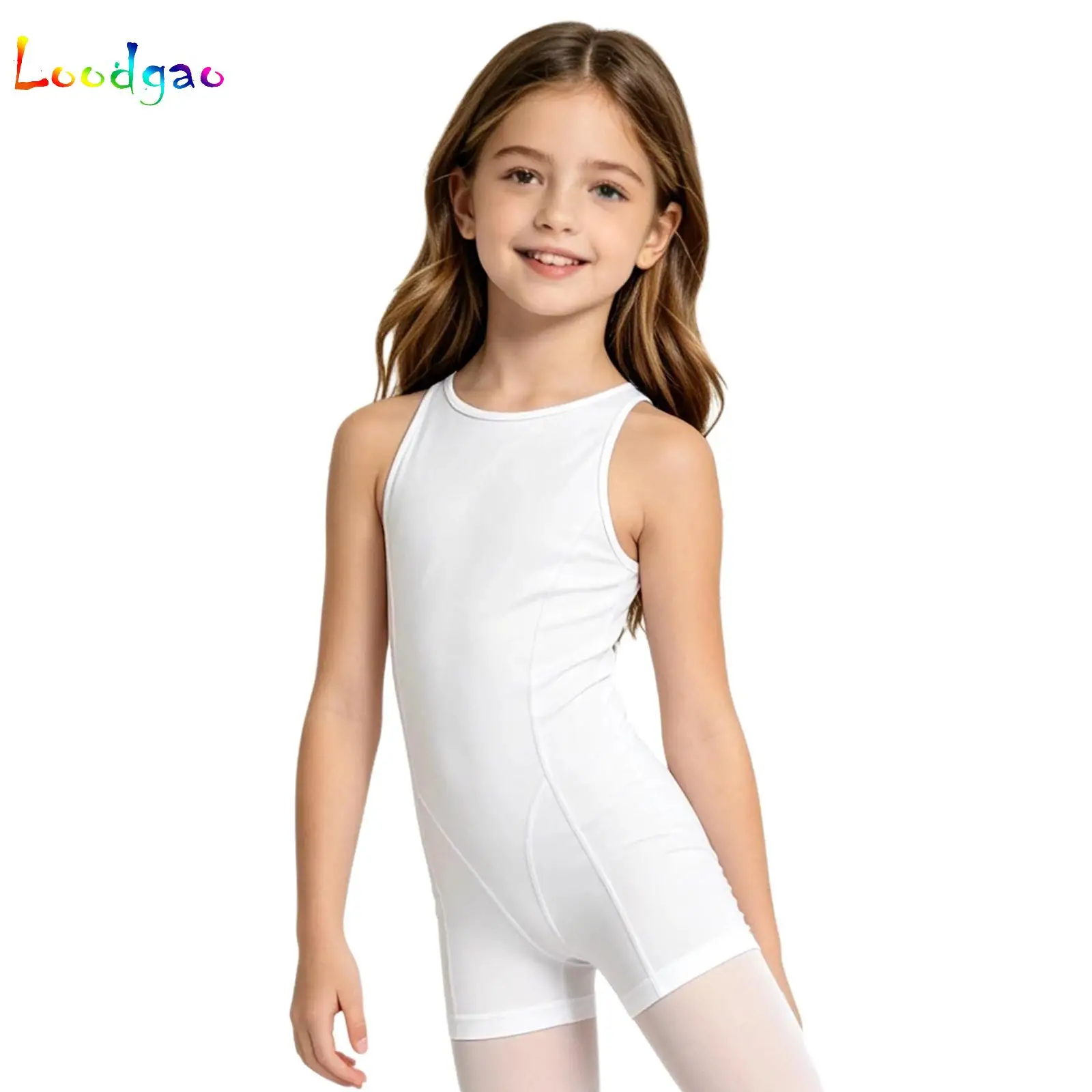Maillot de Ballet Básico para Niñas, Sin Mangas, Cuello Redondo, Jersey de Gimnasia, Traje de Danza para Adolescentes, Disfraz para Clases de Baile