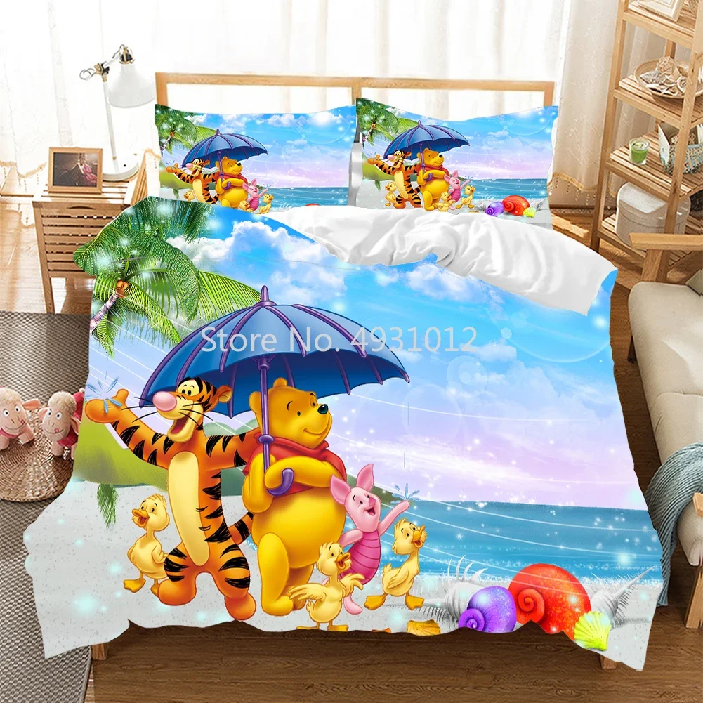 

Blue Green Winnie and Tiger Bedding Set Comforter Duvet Cover Pillowcases Bedlinen for Children Adult Christmas Gift