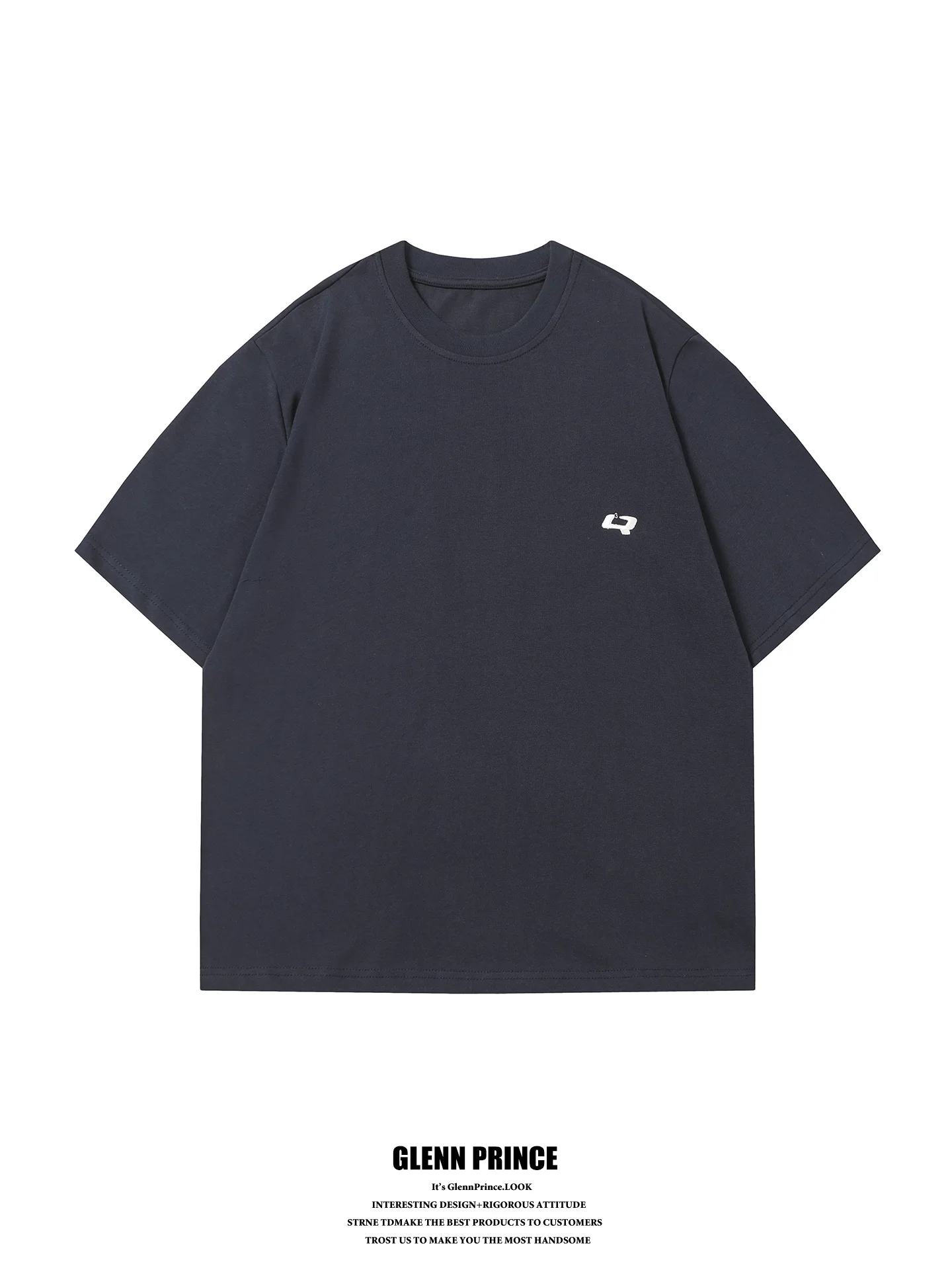 

GPstudio American Style Short Sleeve T-Shirt Men's Loose Breathable Pure Cotton Embroidered Basic Summer Top for Couples