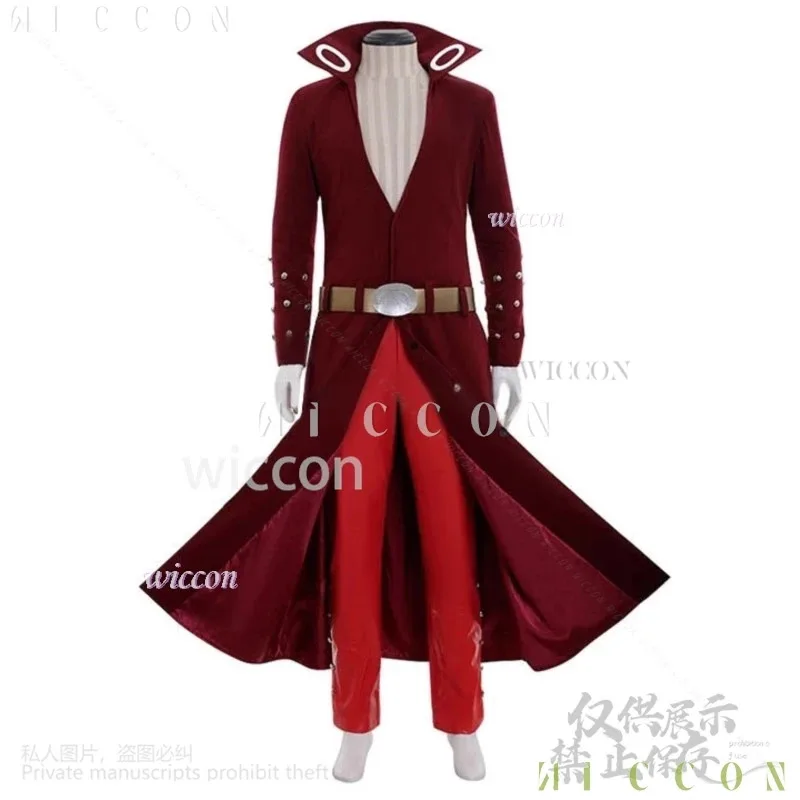 NewAnime The Seven Cosplay de mujer Deadly Sinss Costume Ban Fox's Sin Of Greed Long Red Deep V Coat Pantalon Y2K Pb;3's,6.e;