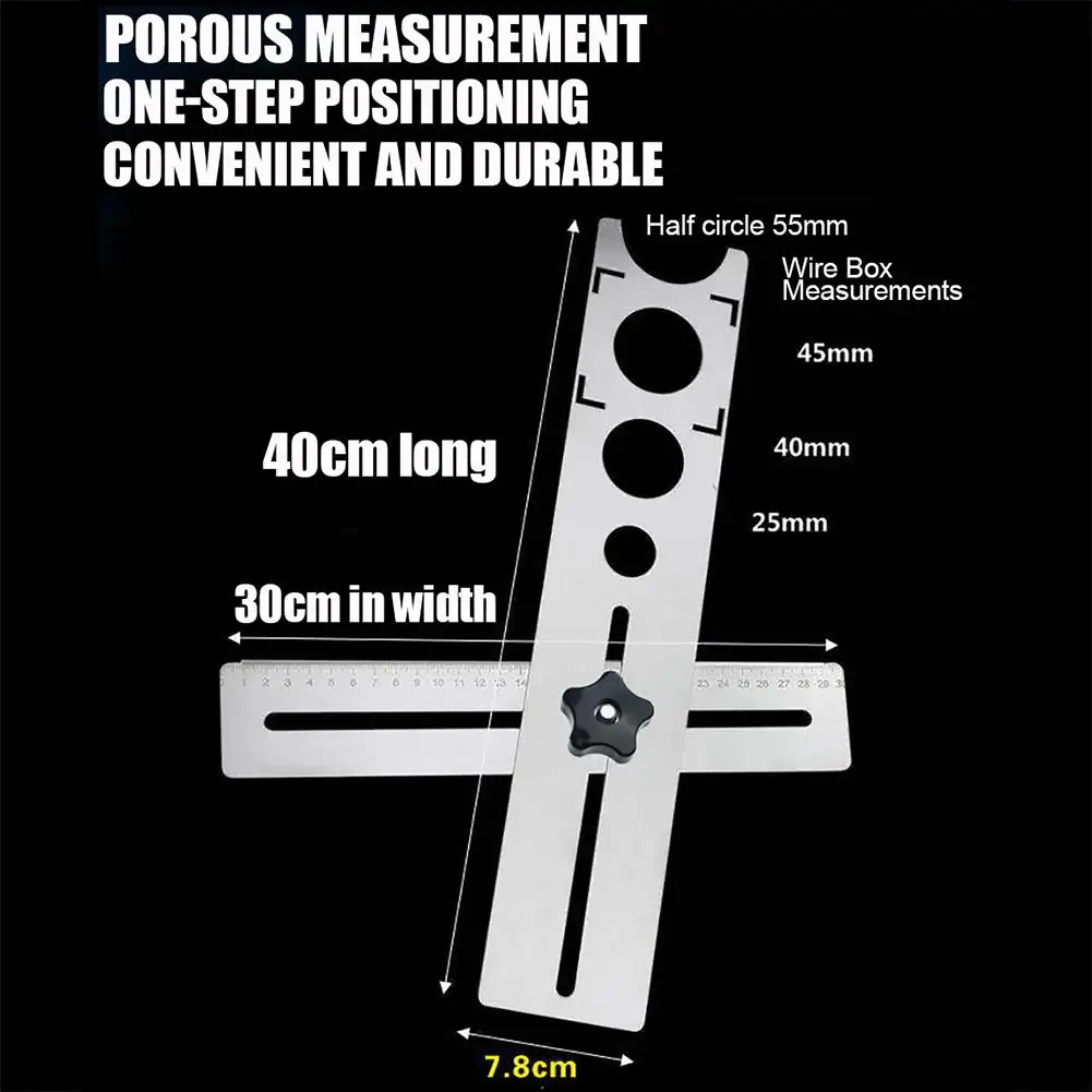 Tile Locator Ruler Multifunctional Stainless Steel Adjustable Punching Measuring Ruler Tile Tools For House Decorated Work