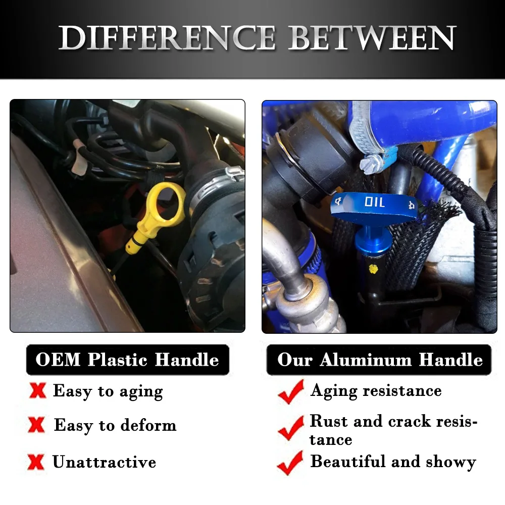 Carro Oil Dipstick Pull Handle, óleo do motor Pullhandle, boleto de alumínio Brand New Universal Automobile Substituição LZ-ODP02