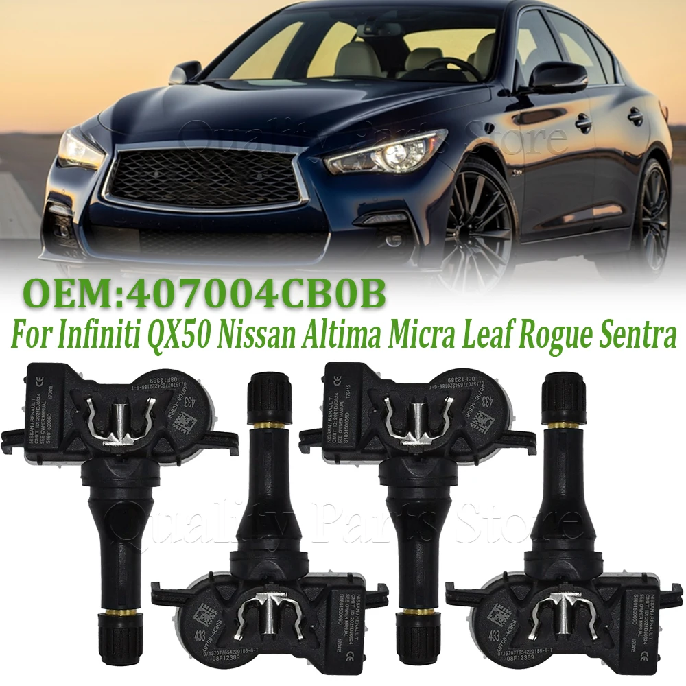 Para Infiniti QX50 Nissan Altima Micra Leaf Rogue Sentra 433MHz nuevos sensores de presión de neumáticos reemplazar ment 407004 CB0B 407004 CB0A