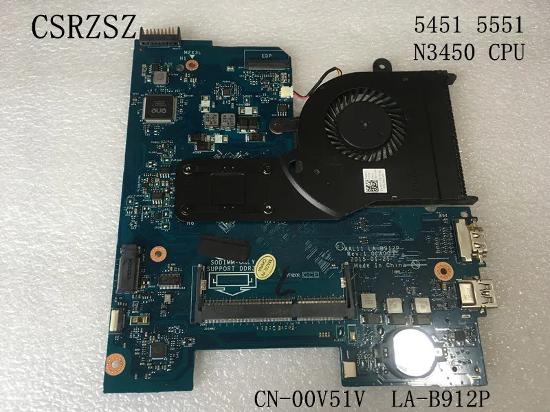 

For Dell inspiron 5451 5551 Laptop motherboard with N3450 CPU CN-00V51V 00V51V LA-B912P Test work perfect