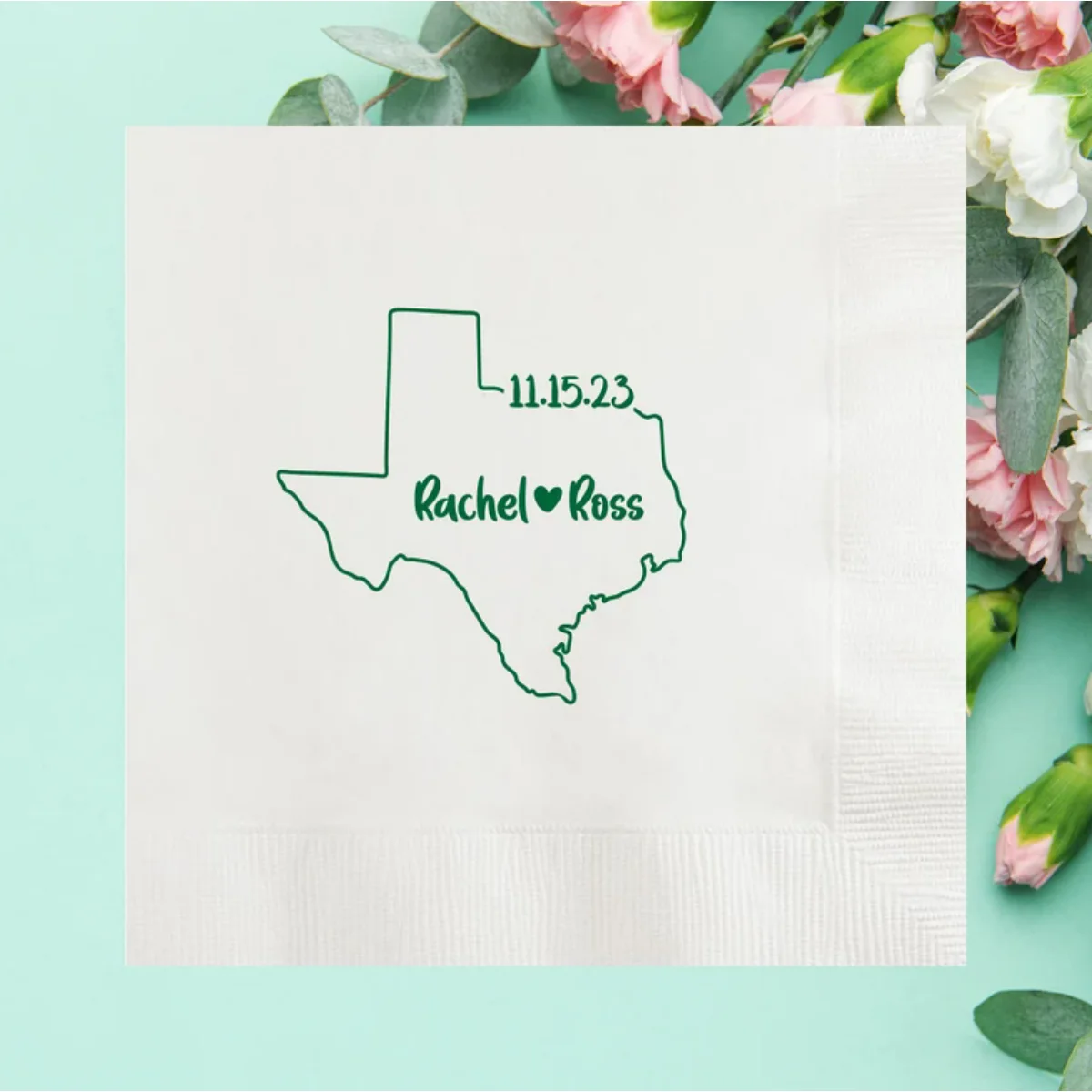 State Map Custom Wedding Napkins, Personalized US States Napkins, Vow Renewal, Anniversary, Rehearsal Dinner, Engagement Decors