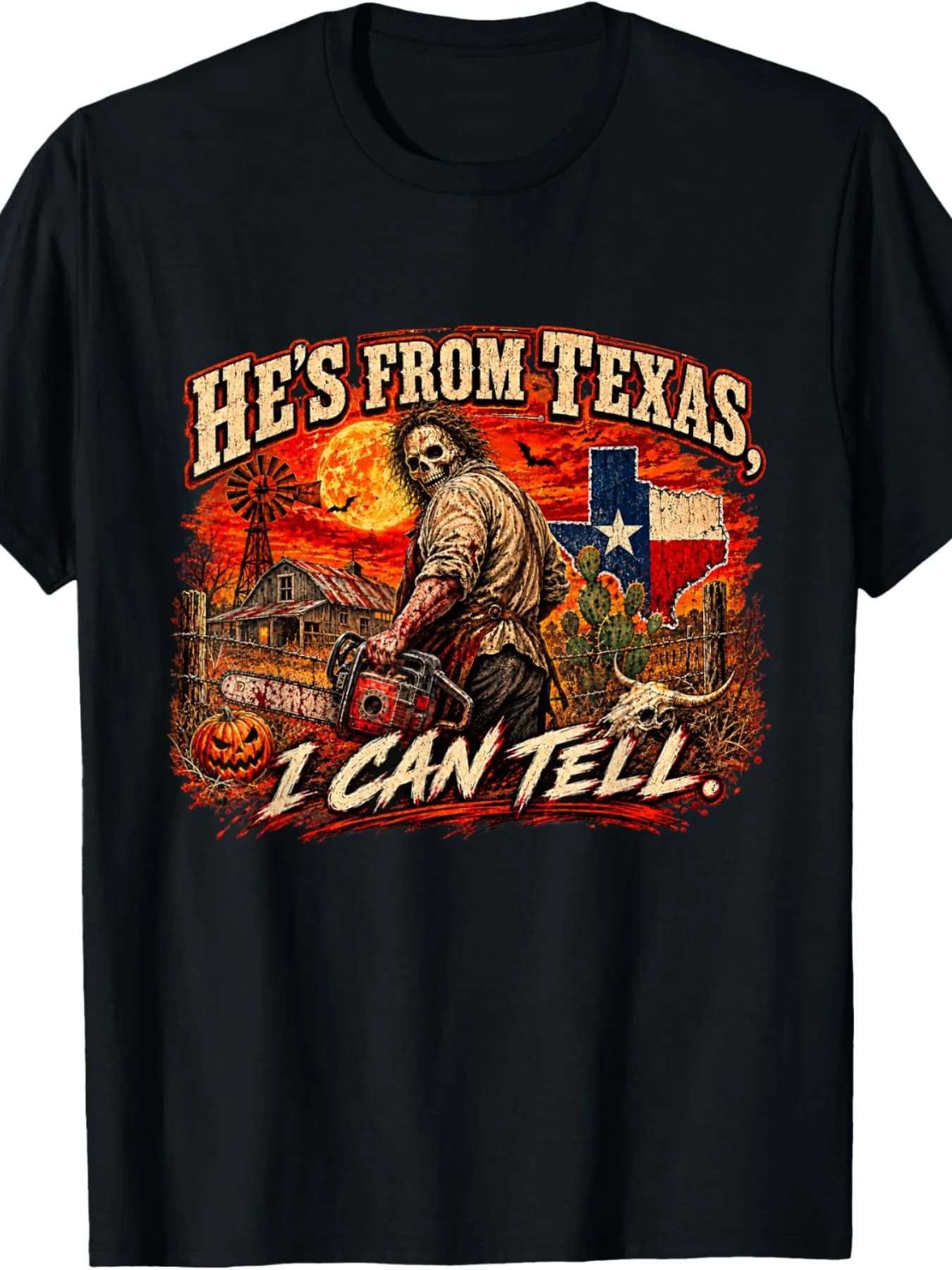 Hes from Texas I Can Tell Halloween Funny Humor T-Shirt Tee Shirts for Men Women