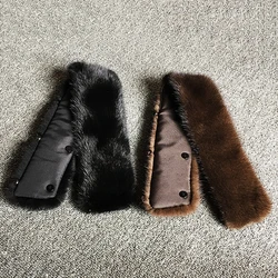 50cm Natural Mink Fur Black Collar DIY Apparel Sewing Fluffy Trimming Fabric Coat Hood Shawl Decoration Fur Brown Fur Collar