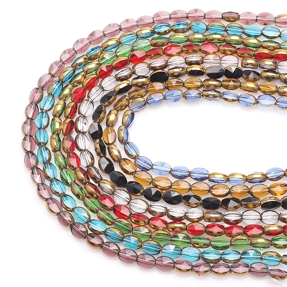 35Pcs/Lot 6x8mm Crystal Glass Beads Oval Shape 20Faceted for DIY Jewelry Making Bracelet Handmade Necklace Supplies Accessoriess