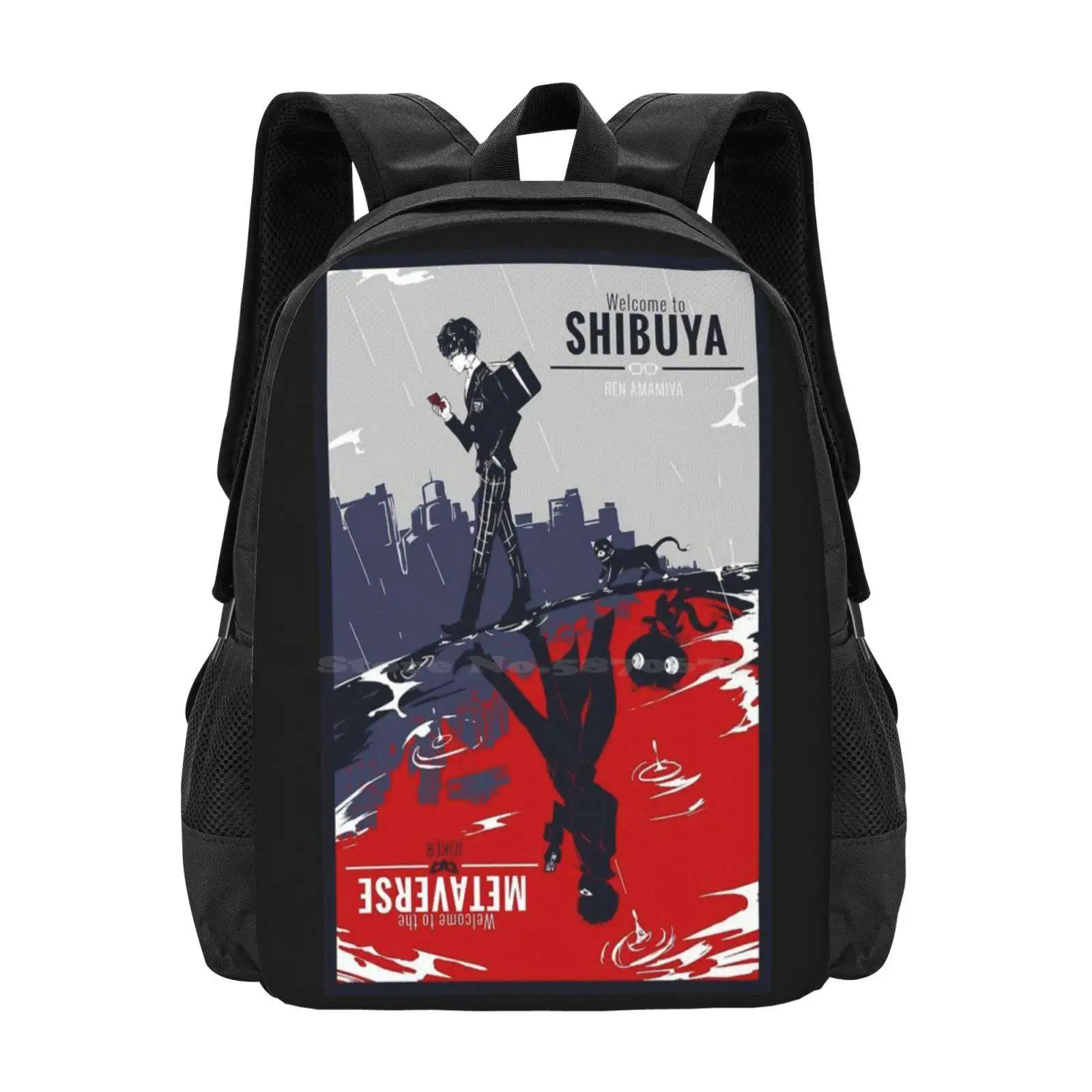 Shibuya Metaverse Persona 5 Pattern Design Bagpack School Bags Joker Shin Megami Tensei Anime Persona 3 Phantom Thieves Gaming