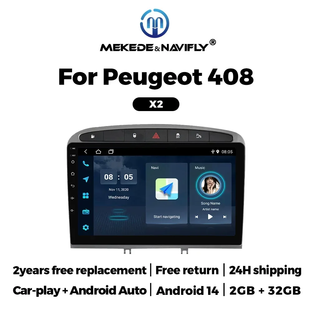 Wireless for CarPlay Android Auto for PEUGEOT 308 308S 408 2010 - 2016 Car Radio Stereo WIFI BT NO DVD Navigaiton GPS Multimedia