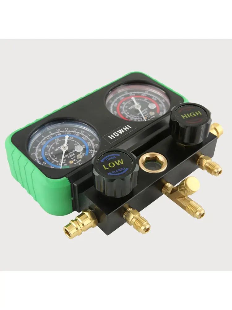 HOWHI Pressure Manifold Gauge Hose Kit for R134A R22 R410 Refrigerant Car Air Conditioning with Storage Box