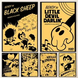 1pc Game Bendy And The Ink Machine Poster Self-adhesive Art Waterproof Paper Sticker Coffee House Bar Room Wall Decor