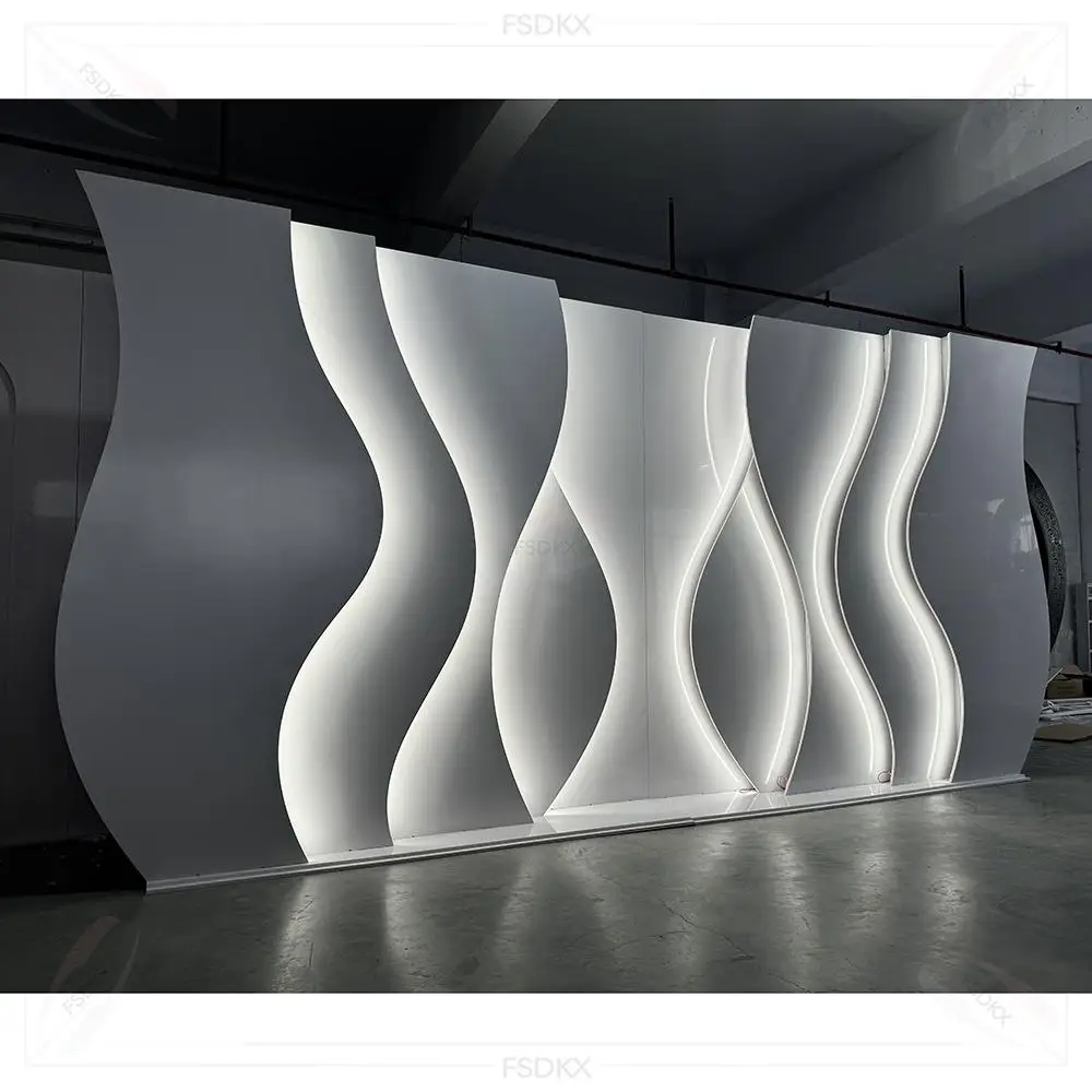 لوحة حائط خلفية زخرفية من مادة PVC خفيفة الوزن لمرحلة الزفاف لوحة تزيين الأحداث LED لقوس الزفاف #4