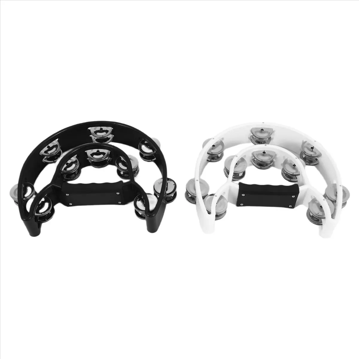 【STOCK】2Pack 10 Inch Double Row Tambourine for Adult,Half Moon Musical Tambourine 20 Metal Jingles Hand Held Percussion Drum
