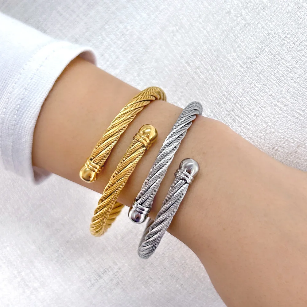 DIY accessories Europe and the United States cross-border fashion minimalist stainless steel woven steel wire twisted rope round