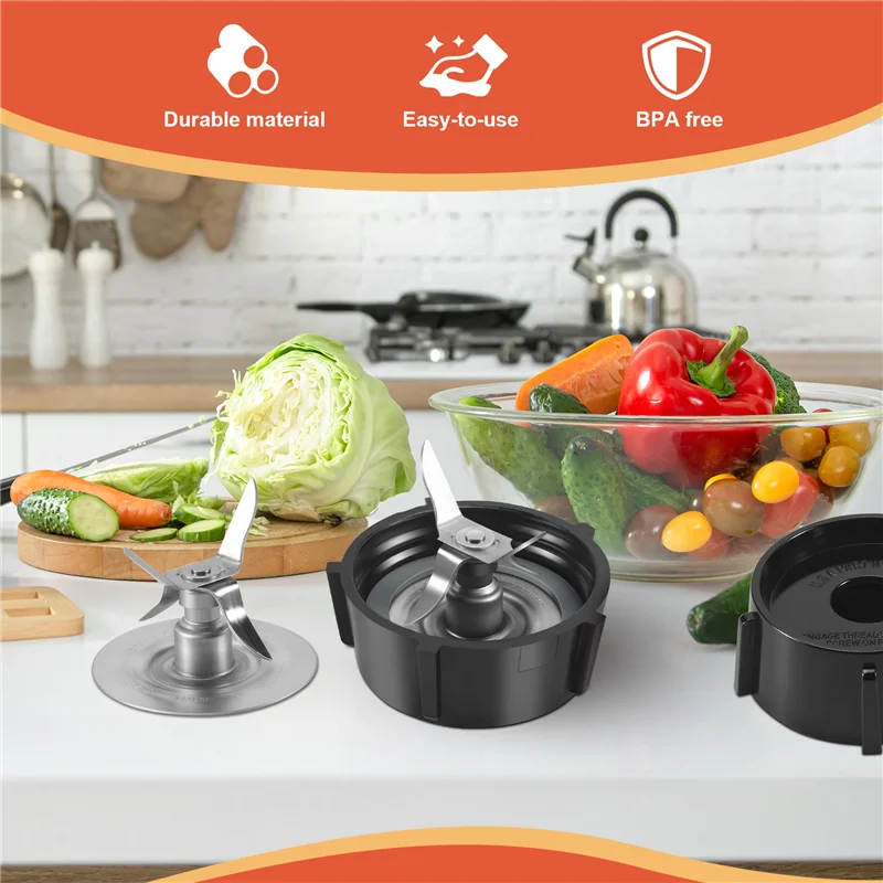 

Summer Sale Replacement Parts For Oster Osterizer Blender, 4 Point Fusion Blades Assembly With 2 Piece Rubber Seal Gasket 4961