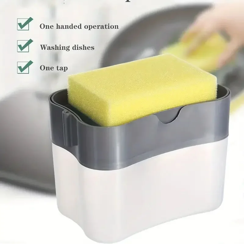 Soap Pump Dispenser With Sponge Holder Liquid Dispenser  Container Hand Press Soap Organizer Kitchen Tableware Cleaning Tools