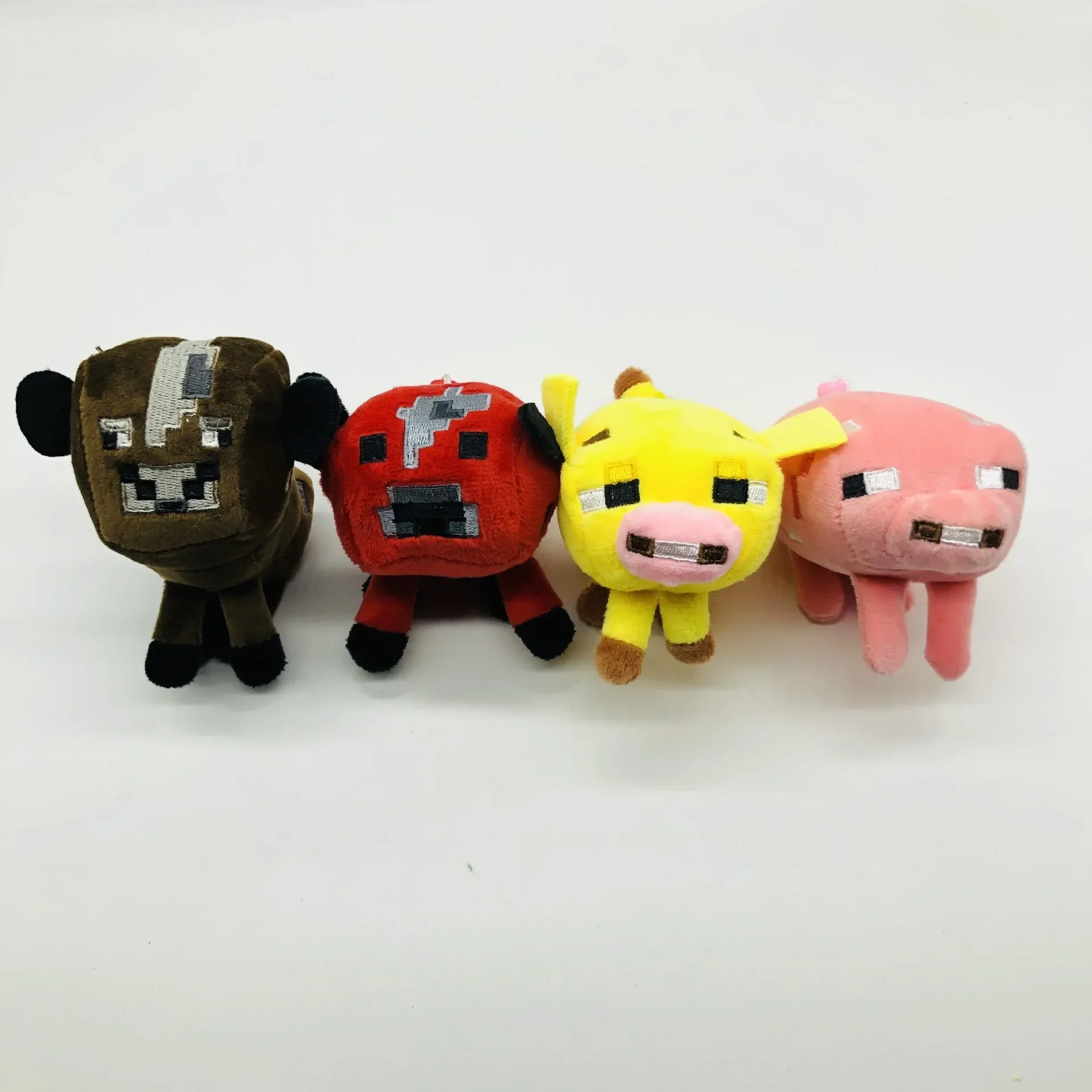 15Pcs/Set Creeper Stuffed Plush Doll Keychain Toys Zombie Bat Squid Steve Enderman Ocelot Pig Sheep Pendant Minecrafte Gift Toy