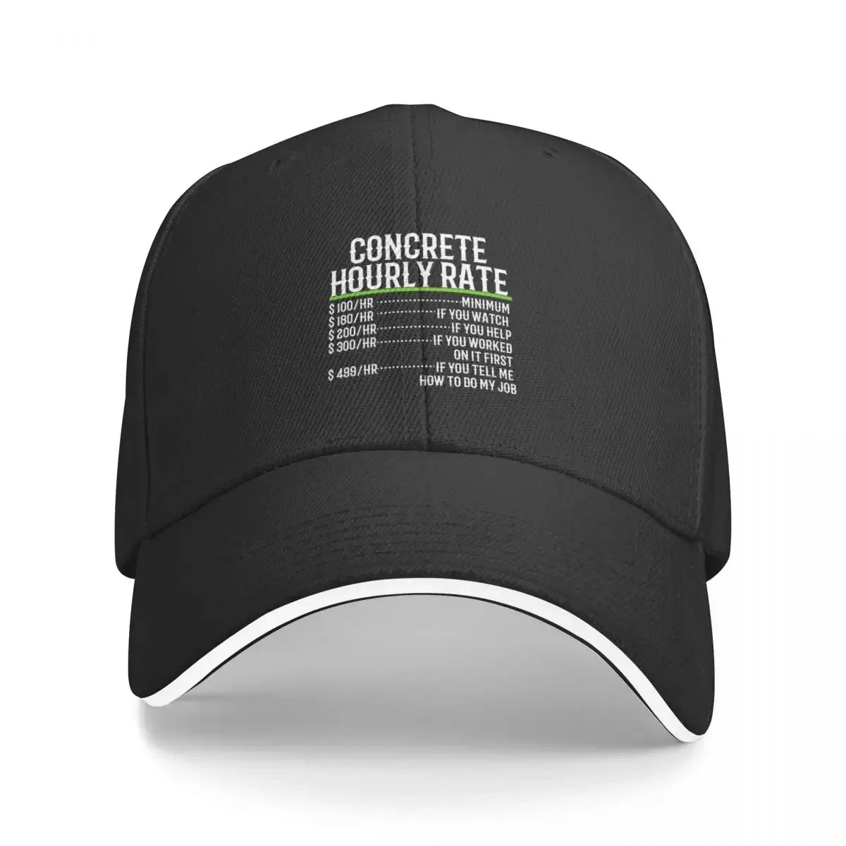 Concrete Hourly Rate Baseball Cap Mountaineering hiking hat Hat Baseball Cap Women's Beach Outlet Men's