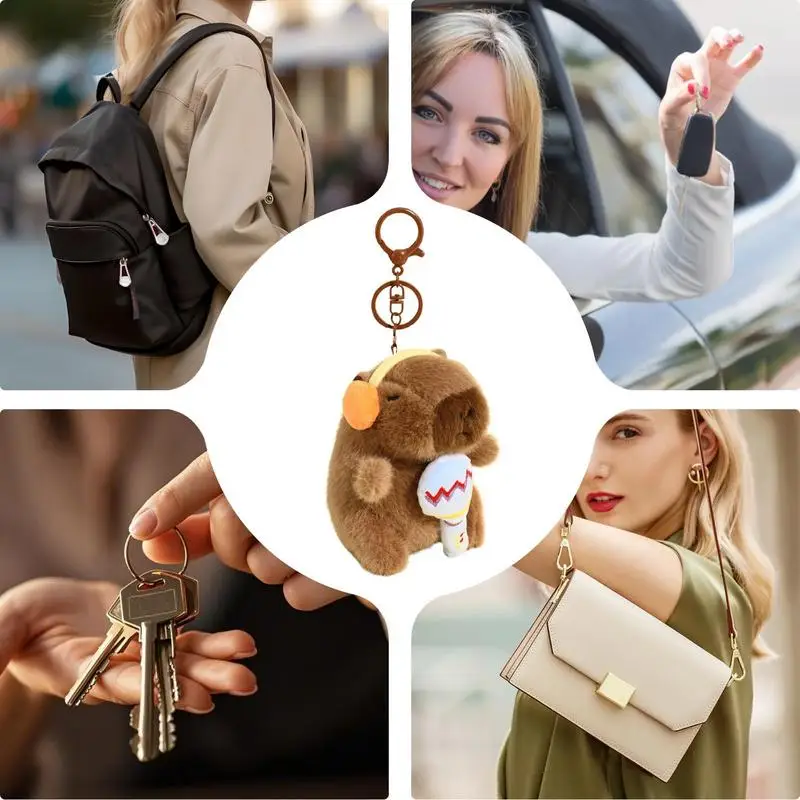 Capybara Plush Keychain Purse Key Chain Pendant Charm Soft Cartoon Stuffed Animal Keychain for Boys Girls Kids Women Adults