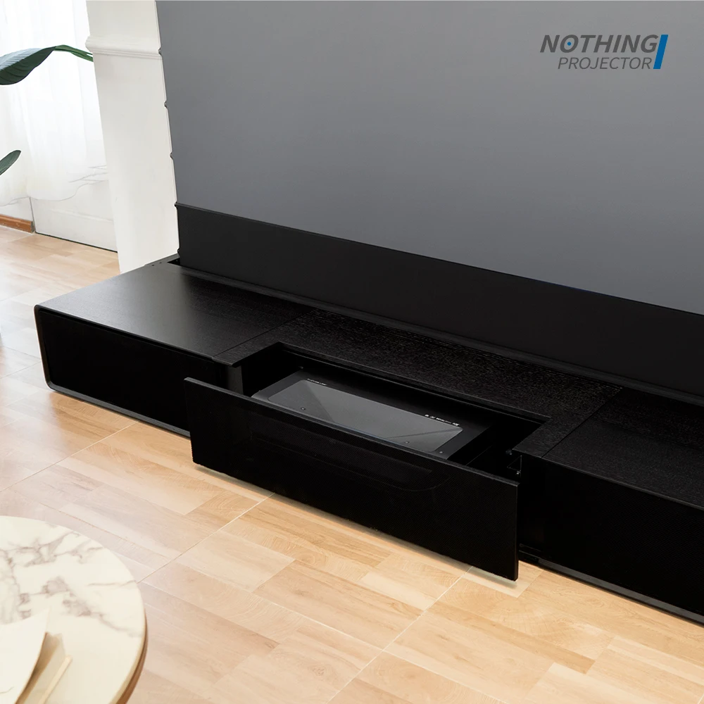 NP Laser Tv Cabinet Floor Rising 100 Inch Projectors And Screen Home Theater Cabinet For Ust Projector