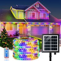 Solar Light Strip Outdoor, IP68 Fully Waterproof  LED Strip Lights with Timer Remote Auto ON/Off,  Strip Lights