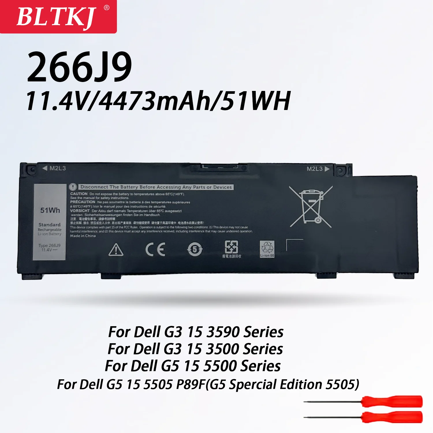 

NEW 266J9 Laptop Battery for Dell G3 15 3500 3590 3790 G5 15 5500 SE 5505 P89F Inspiron 5490 INS 15PR-1545W 1548BR 1645W 1742BR
