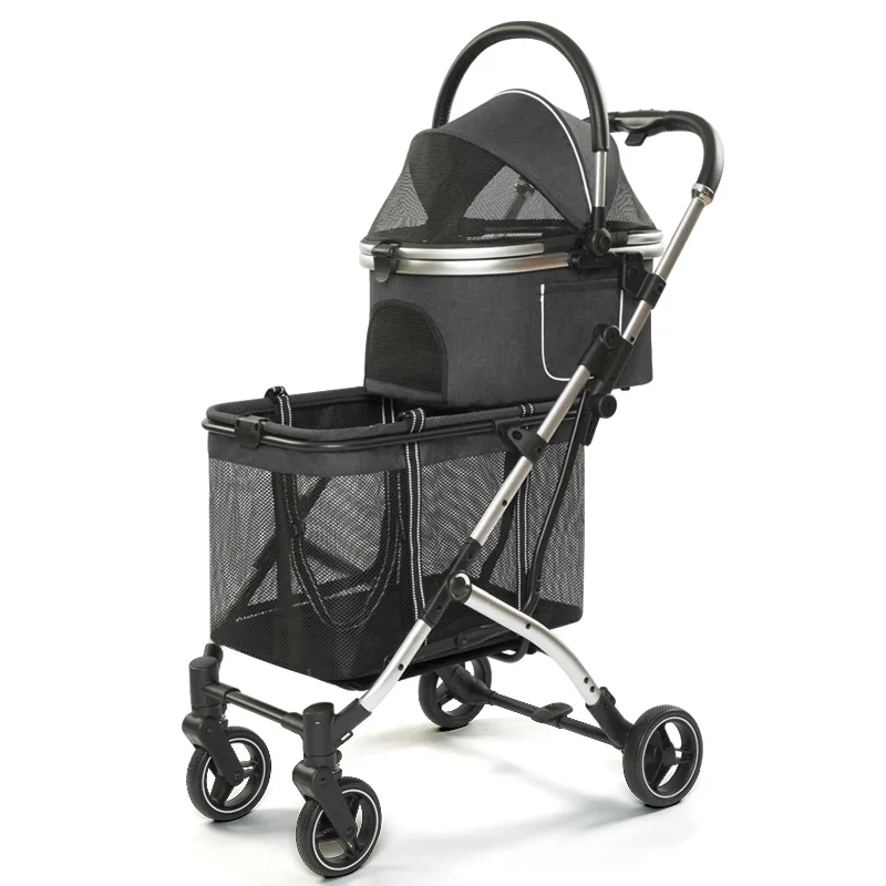 Separable Pet Cart Multi Pet  Available Pet Travel Trolley Removable Double Breathable Travel Essential For Dogs And Cats