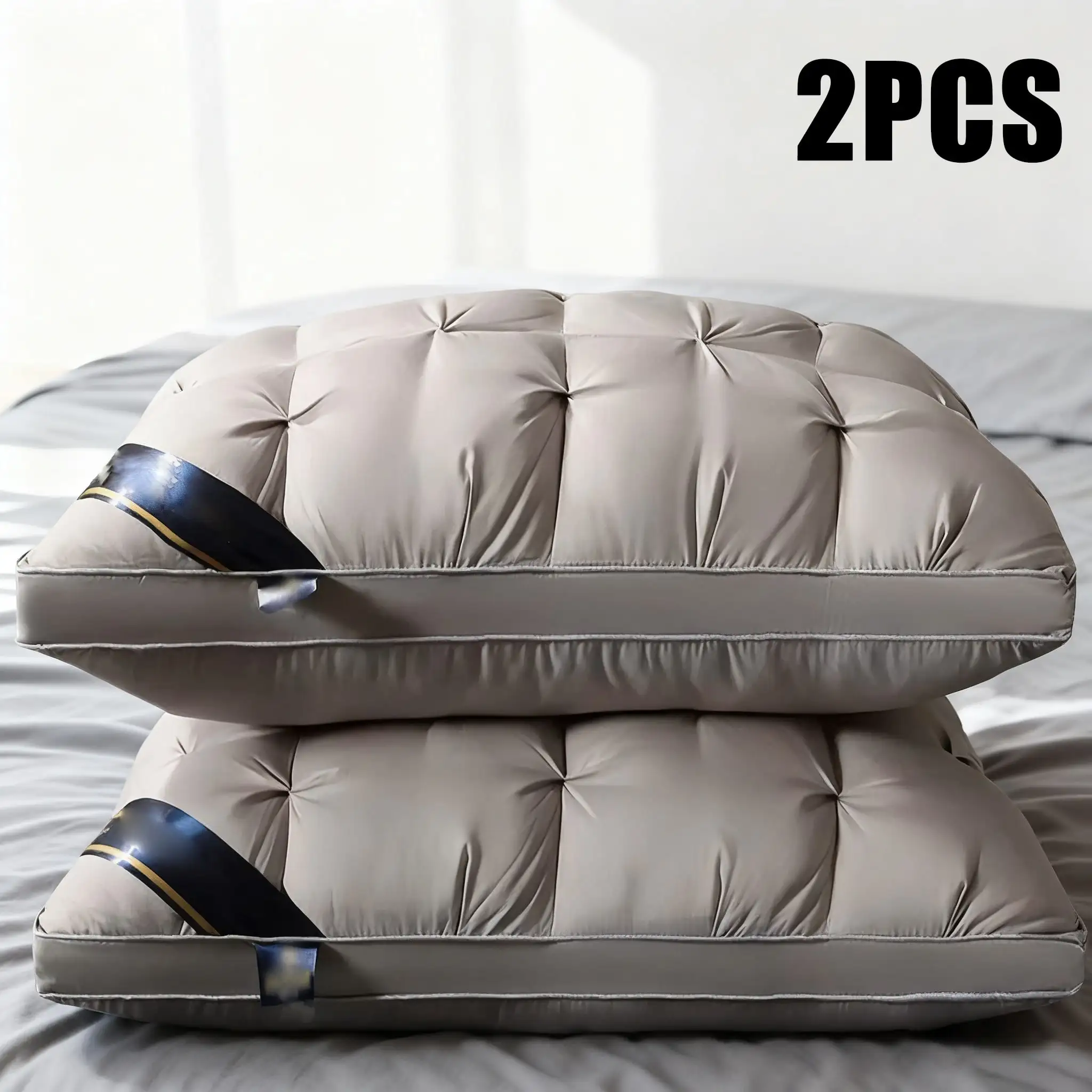 مجموعة وسائد كوين مكونة من 2، مجموعة وسائد كوين داعمة ناعمة مكونة من 2، مجموعة وسائد سرير كوين قياسية/مجموعة وسائد من 2، بديل سفلي