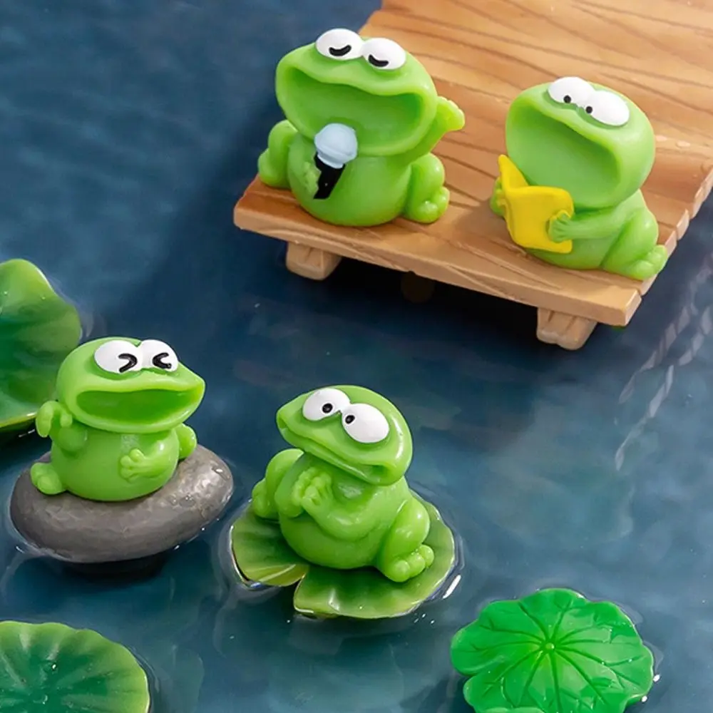 الكرتون كبير الفم جوقة الضفادع تمثال لطيف DIY بها بنفسك كبير الفم الضفادع تمثال الراتنج الحرف الضفادع الصغيرة حلية