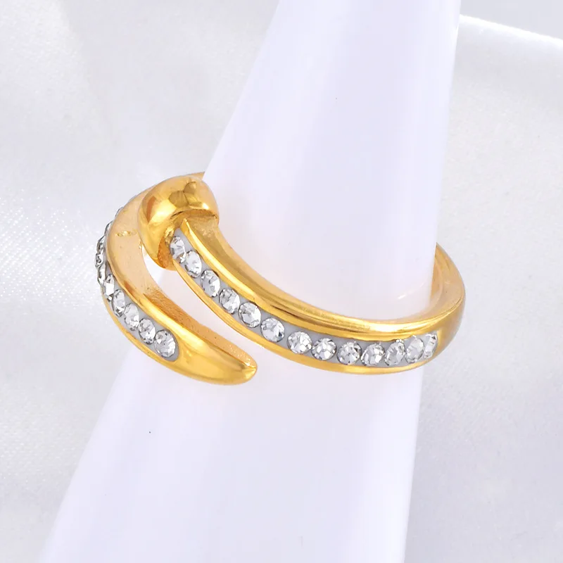 女性のためのオープンで用途の広いステンレス鋼リング,クロスボーダー,インスタイル,ハイエンドデザイン,ヨーロッパとアメリカ