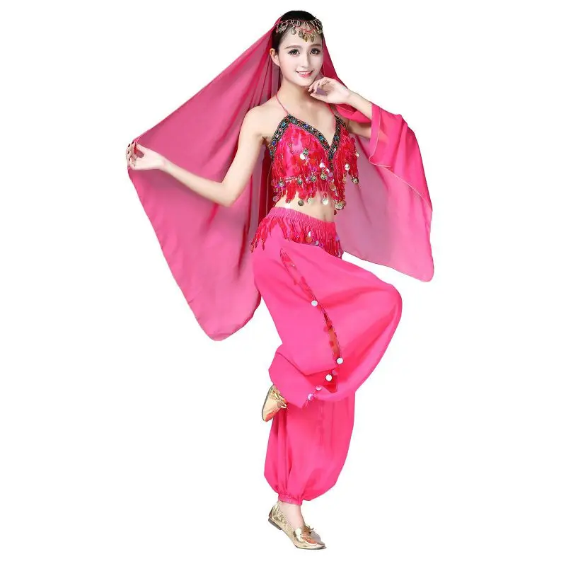 

Женские брюки с кисточками и блестками, шаровары для танца живота, карнавальный костюм, свободные брюки в этническом арабском стиле для танцев