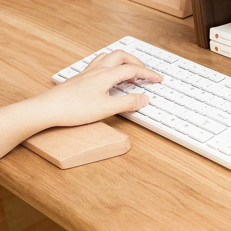 Wooden Keyboard Wrist Rest Walnut Mouse Pad Solid Mouse Pad Wrist Support Anti-Slip Base for Home Office Wrist Rest