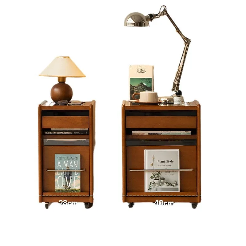 

table, solid wood table retro removable storage cabinet, ultra-narrow bedside table.