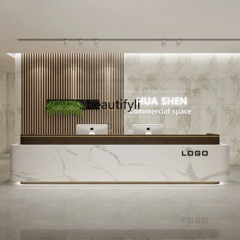 Company front desk reception desk office bar counter simple modern beauty salon, consultation table, cashier service desk