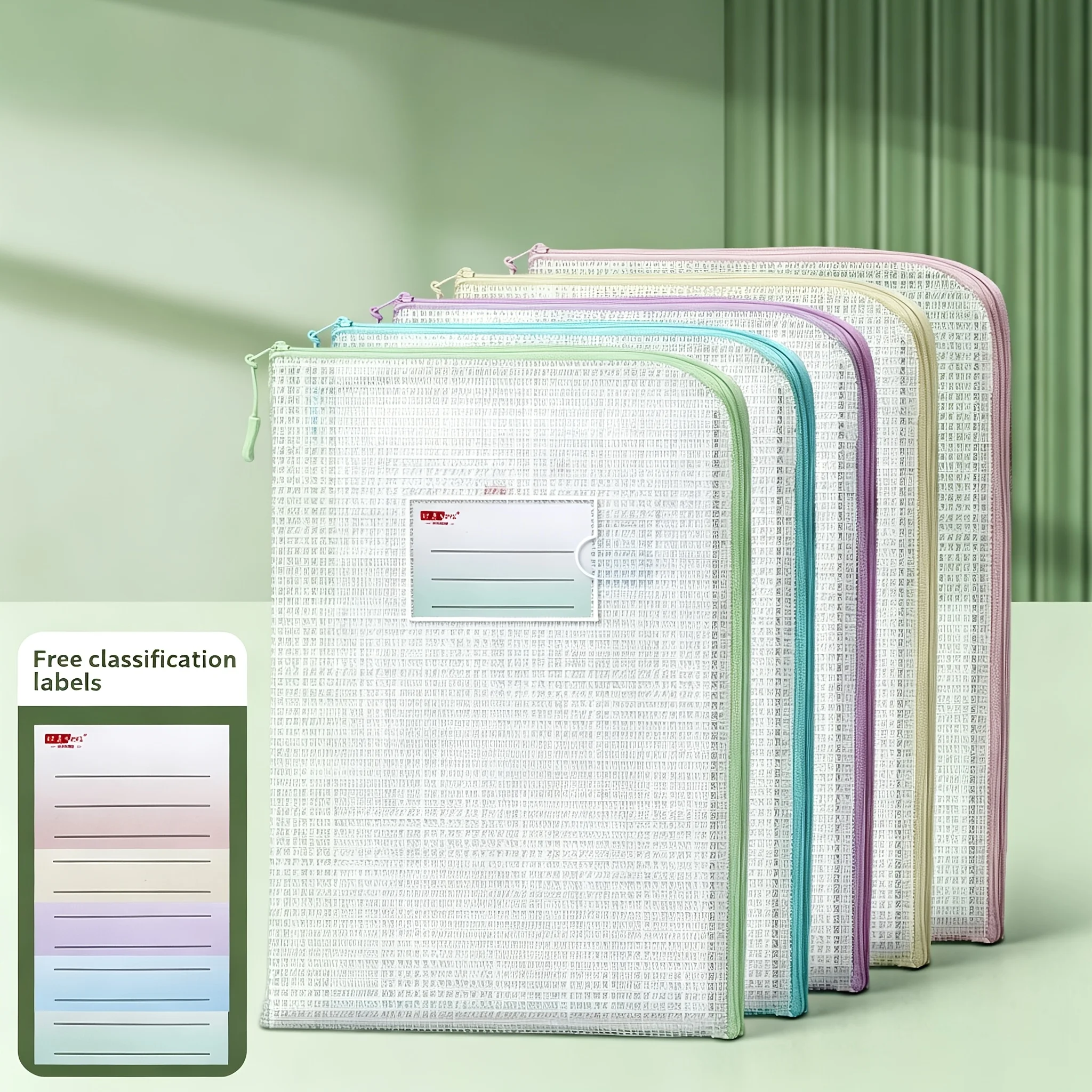Multipurpose A4 Mesh Zipper Organizer Pouches, 5Pcs Clear Mesh Storage Bags for Daily Sorting