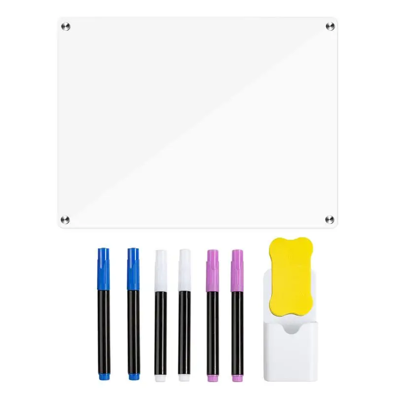 Magnetic Board For Fridge Writing Record Message Whiteboard Note Board Transparent Acrylic Sheet To Organize Daily Life Schedule