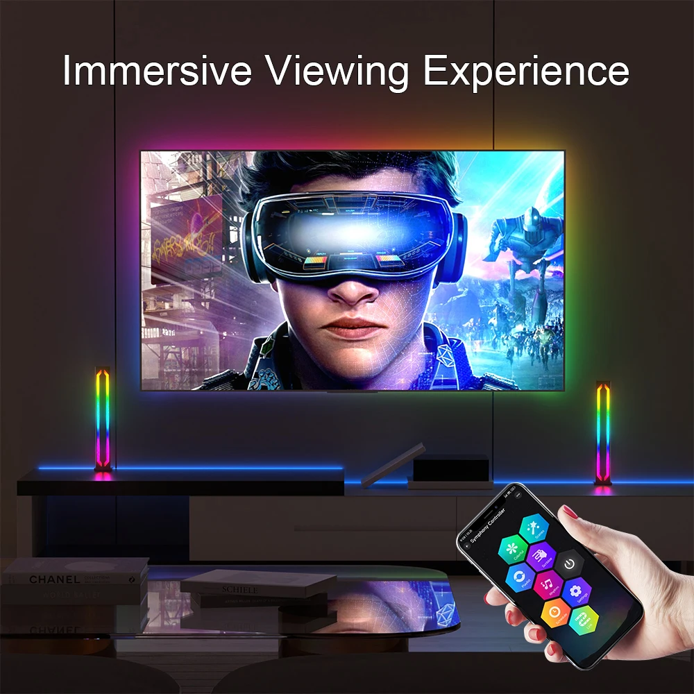 Lampada da pavimento da tavolo a LED Striscia luminosa RGB Luce notturna Nera Sensorless Musica Ritmo Atmosfera Luce Gioco TV Decorazione della stanza Luce