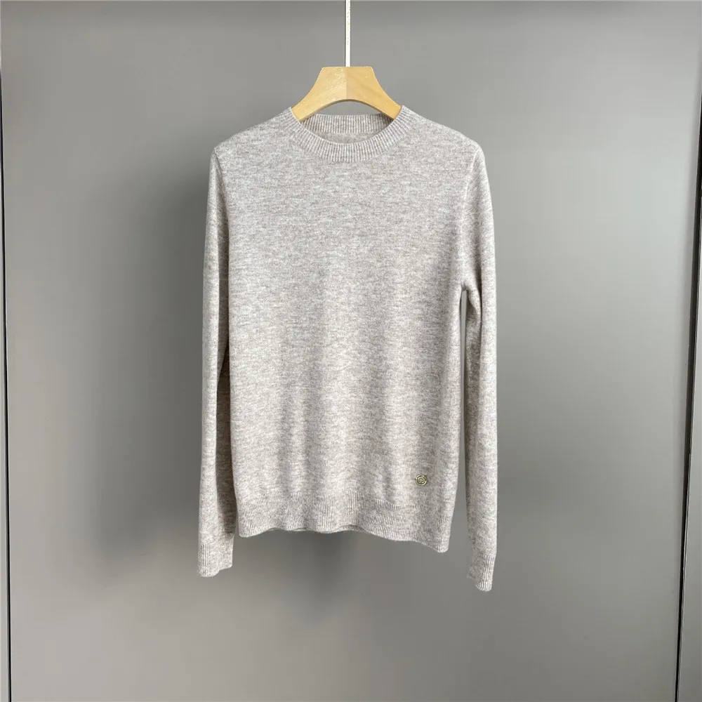 

25 осень/зима, новый однотонный кашемировый шерстяной вязаный женский повседневный и универсальный свитер с круглым вырезом