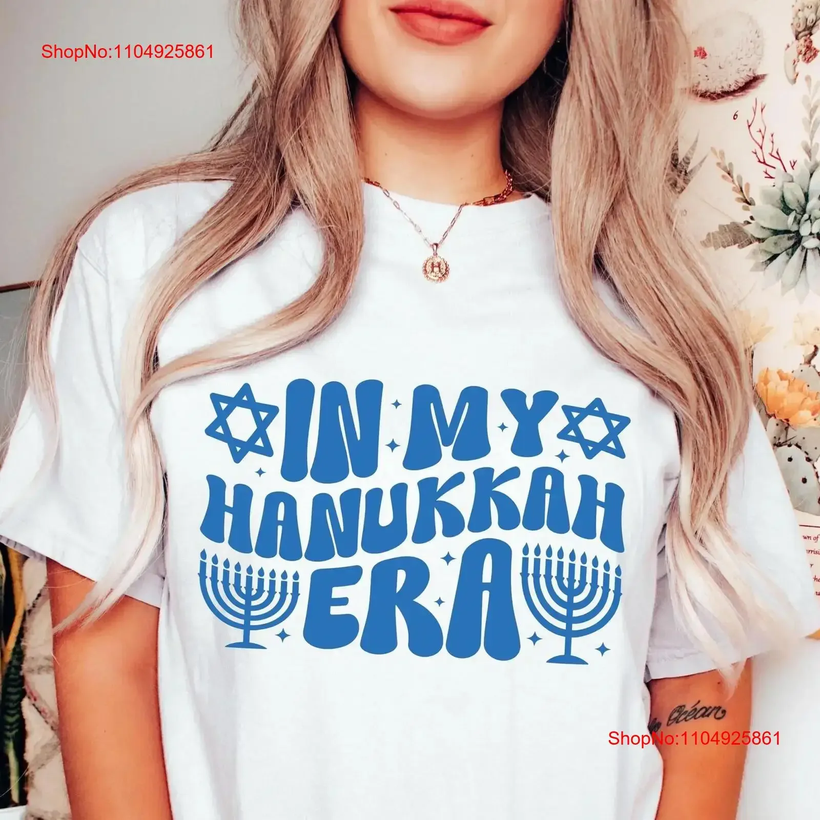 

Trendy Hanukkah T Shirt In My Era Dinner Funny Jewish Family Latke Menorah Chanukah vintage Washed homme Slightly fashion Soft