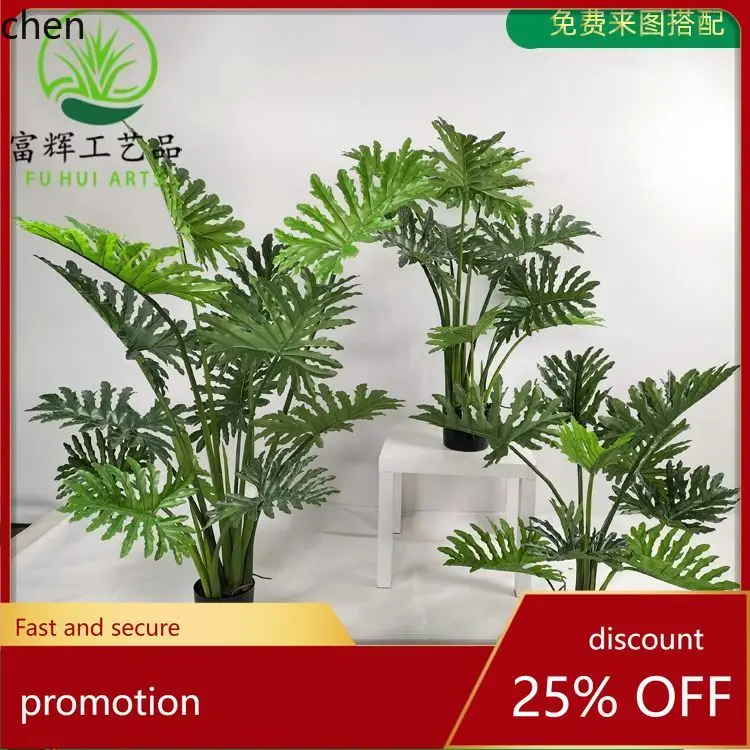 

HT Simulation Large Philodendron Green Plant Potted Plant Living Room Balcony Landscaping Prop Decoration Fake Plant Spring Taro
