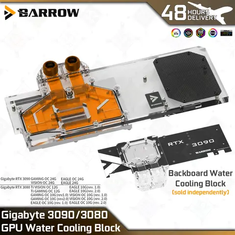 Barrow Video Cards Water Cooler BS-GIG3090-PA2 GIGABYTE 3090/3080 GAMING EAGLE VISION OC GPU Block PC Liquid Cooling Building