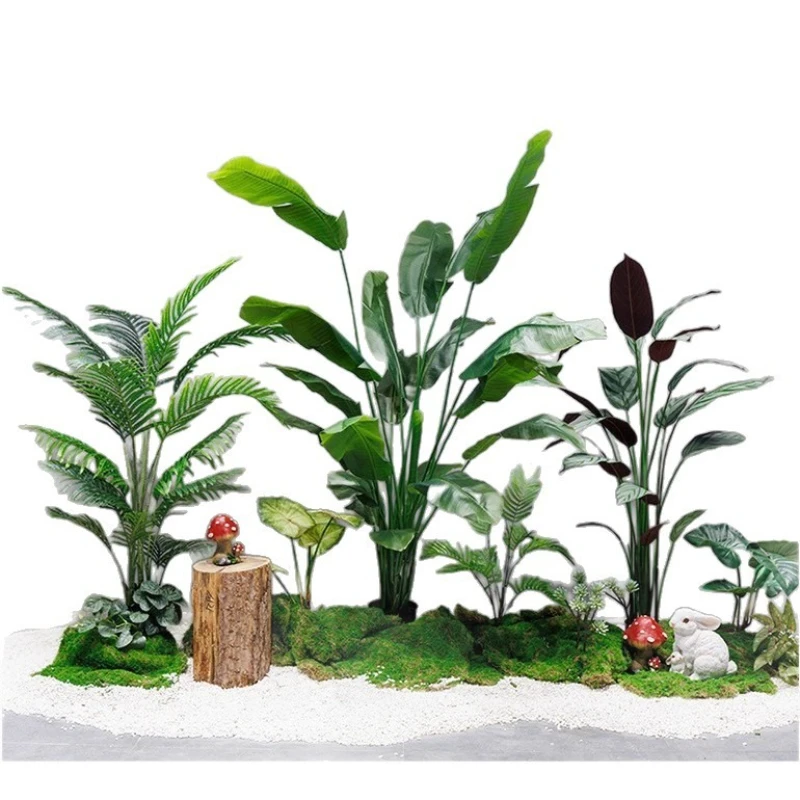 Real green plant landscaping combination porch staircase corner tropical fake plant window floor decoration