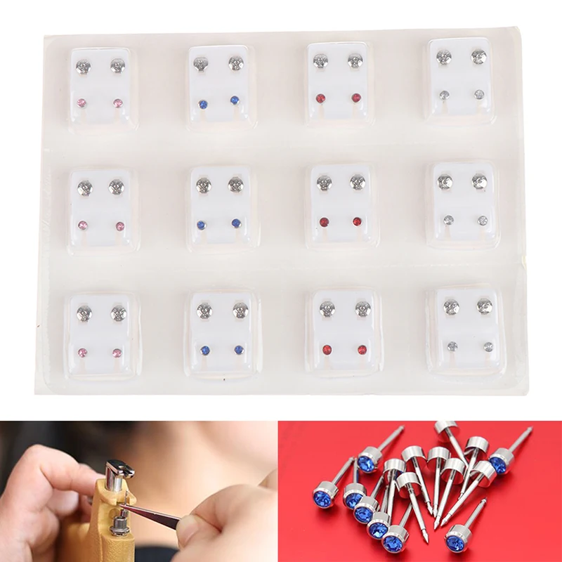 Herramienta médica para Piercing de pendientes, joyería de acero quirúrgico, 12 pares