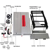 10 Inch Portable Folding Woodworking Table Saw Multifunctional Carpentry Workbench with Extend Countertop Moving Wheel Cutter