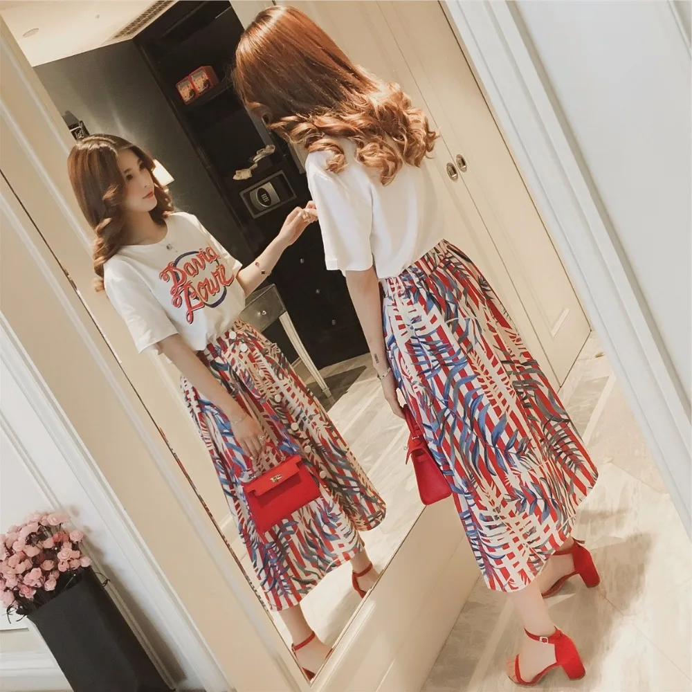 Two Piece Set Women Spring Wear Sets Casual 2 Piece Set Women 2023 Slim T Shirt Mid-Calf Skirt