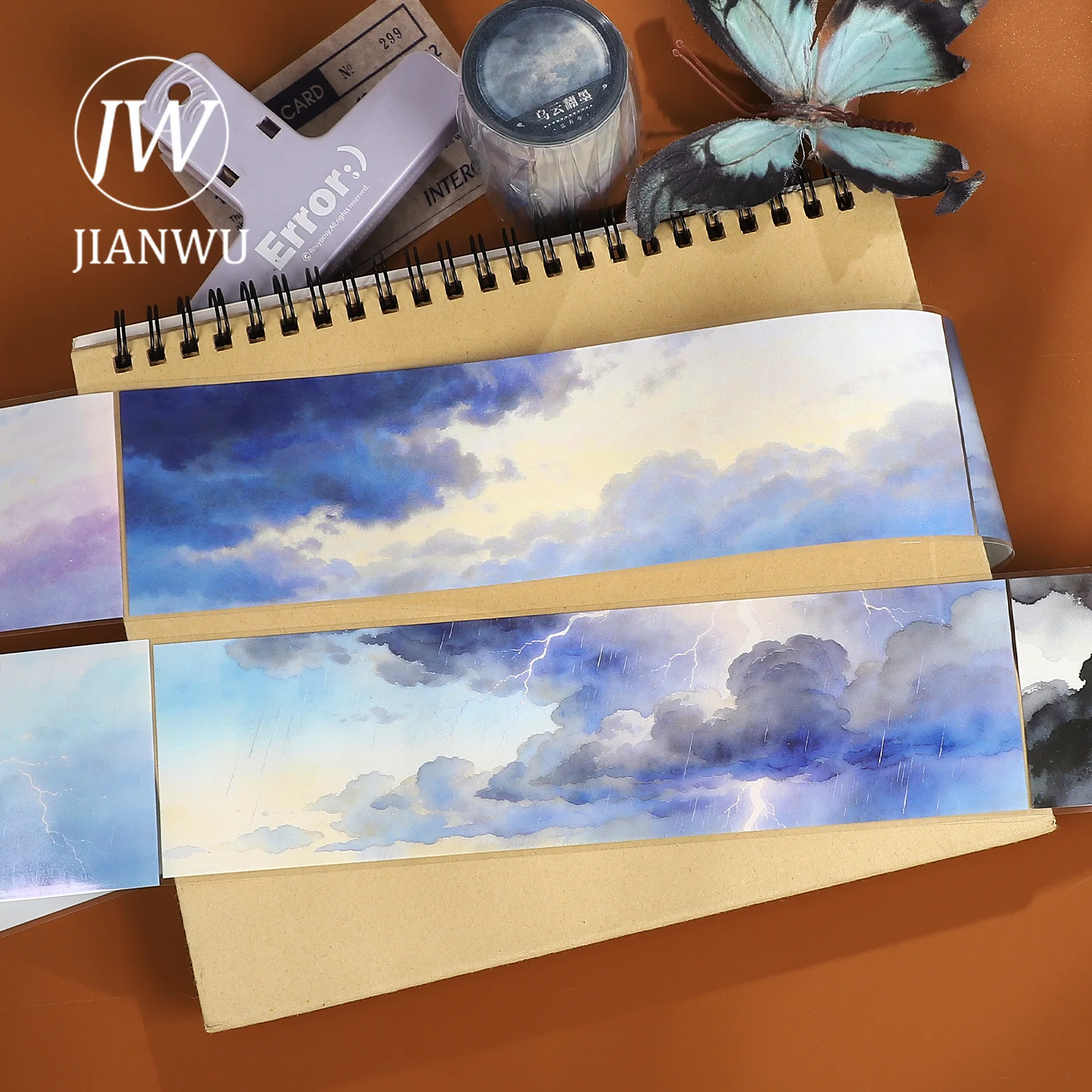 JIANWU 60mm*5m Vintage Dark Cloud Lightning Landscape Material Collage Scrapbooking PET Tape Creative DIY Journal Stationery