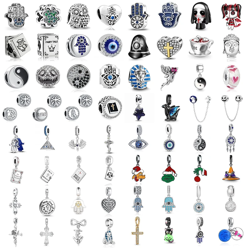 Nuovo 925 argento placcato Evil Eyes Charms croce religione ciondola perline Fit originale Pandora bracciale donna collana fai da te ciondolo regalo