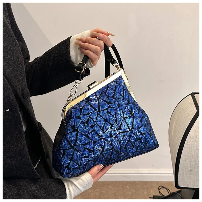 

Diamond Sequin Evening Bags for Women Luxury Vintage Buckle Shoulder Bag Large Tote Bag Ladies Crossbody Bag Women Purse Handbag